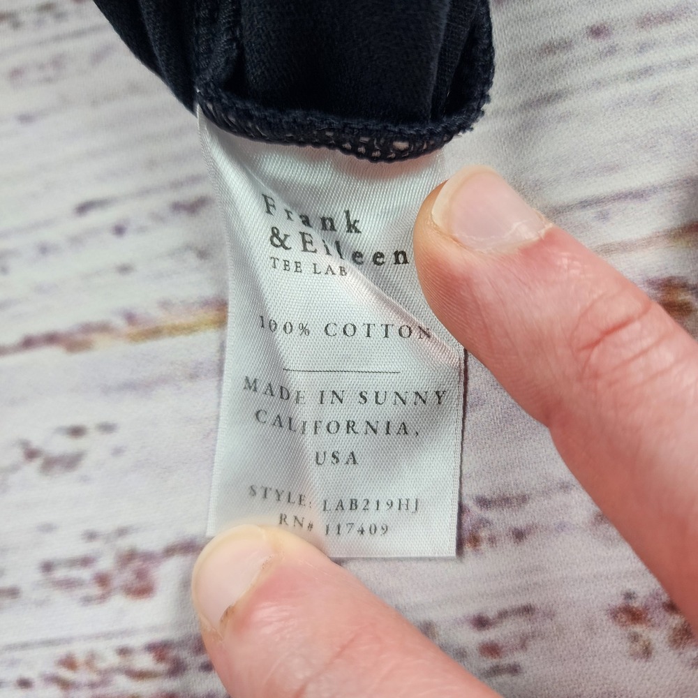 Frank & Eileen Theo Perfect Tee Women L Black Cotton Raw Hem Made USA - Picture 4 of 6